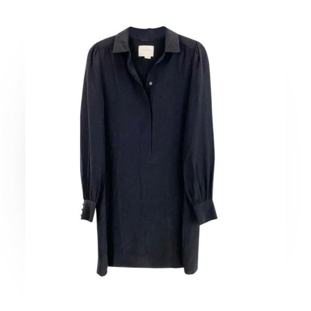 kate spade silk Long Sleeve Shift Dress Black size 4
